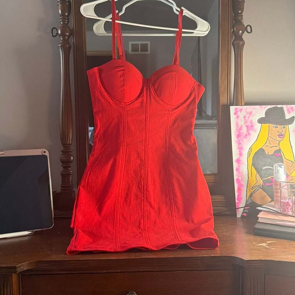 Fashion Nova Red Corset Mini Dress